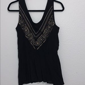 Black blouse with embroidery in front